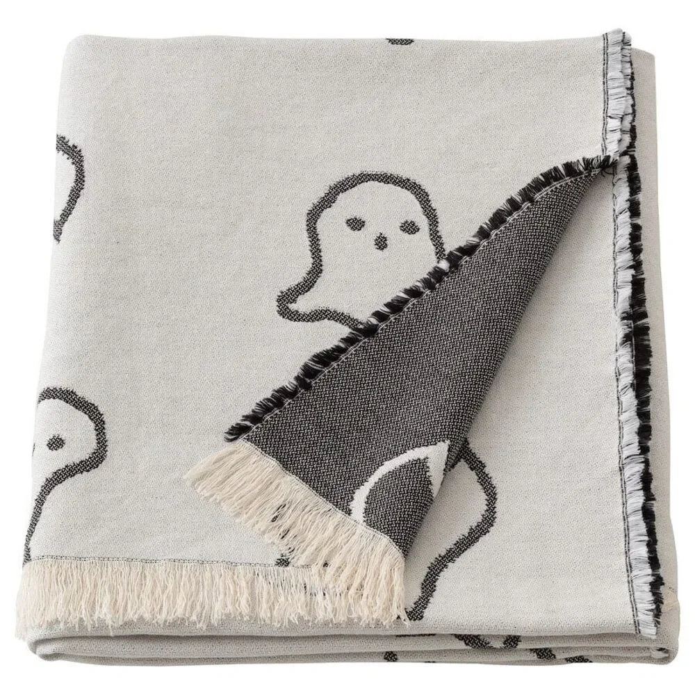 Ikea KUSTFYR Throw NEW Flying Ghosts 100% Cotton 51